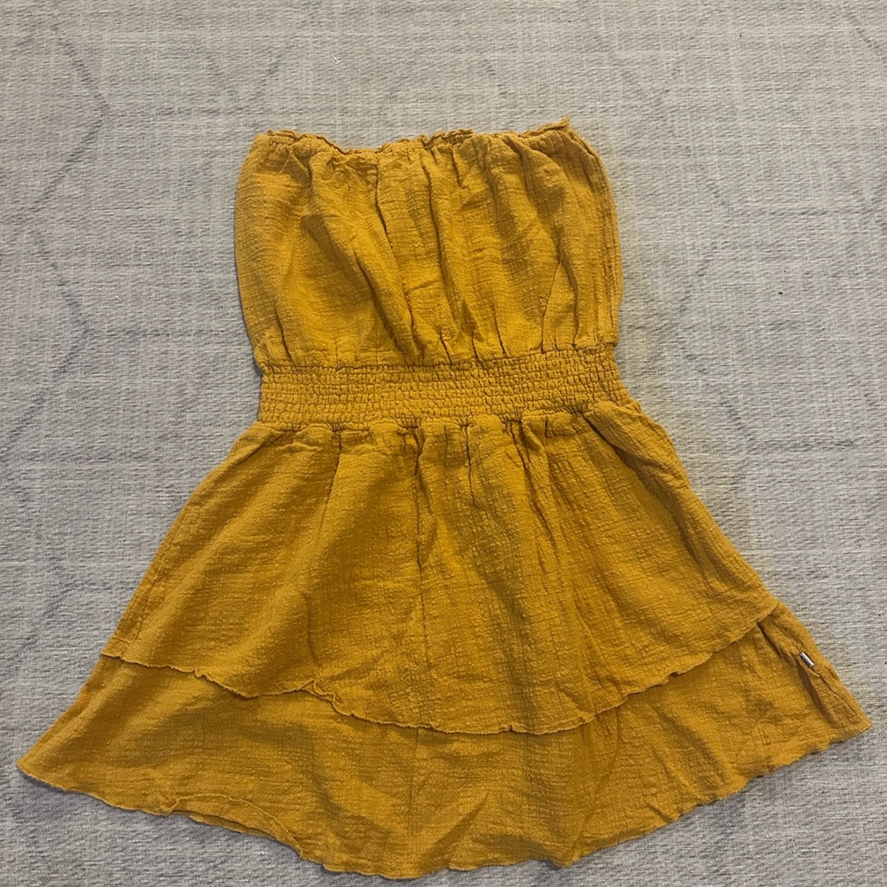 Revolution Yellow Strapless Sundress with Ruched and Ruffled Details - Picture 2 of 3